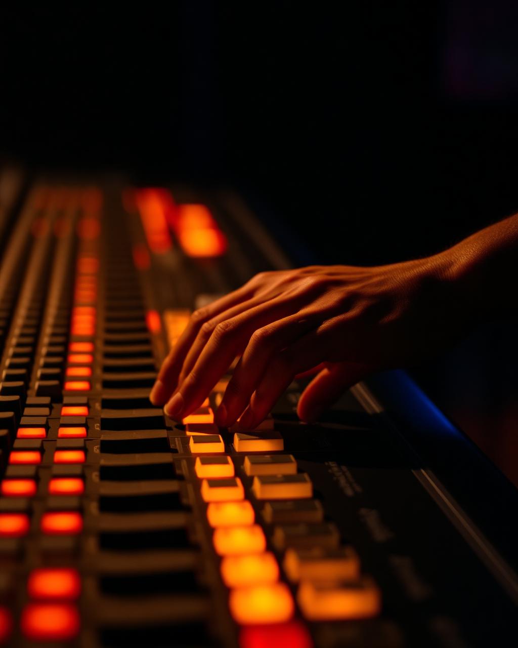 Engineer mixing on analog console